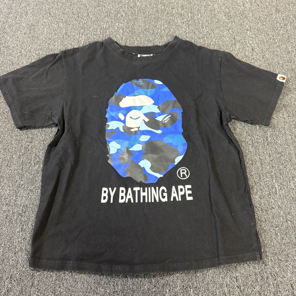 Vintage Y2k Bathing Ape Bape Black Blue Camo Graphic Tee Shirt Men's Medium